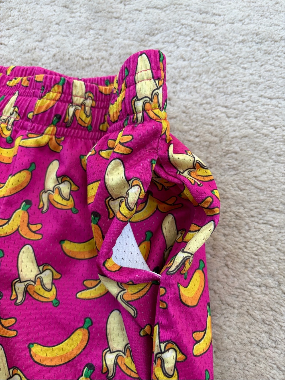Baseball Lifestyle 101 Size Youth Medium Pink Banana Print Athletic Shorts - Picture 6 of 7